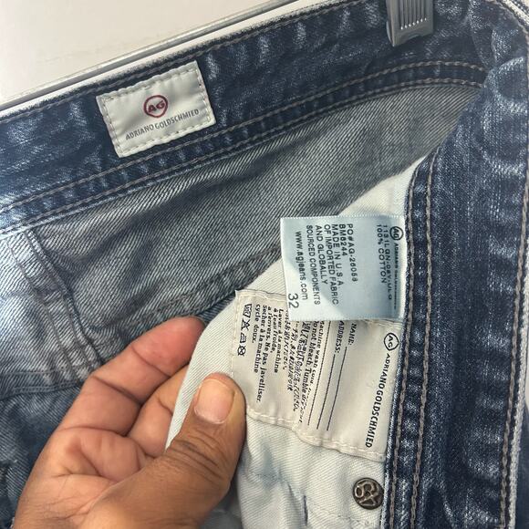 AG Adriano Goldshmied Slim Straight Washed Blue Denim Jeans Mens Size 32 - Picture 2 of 7